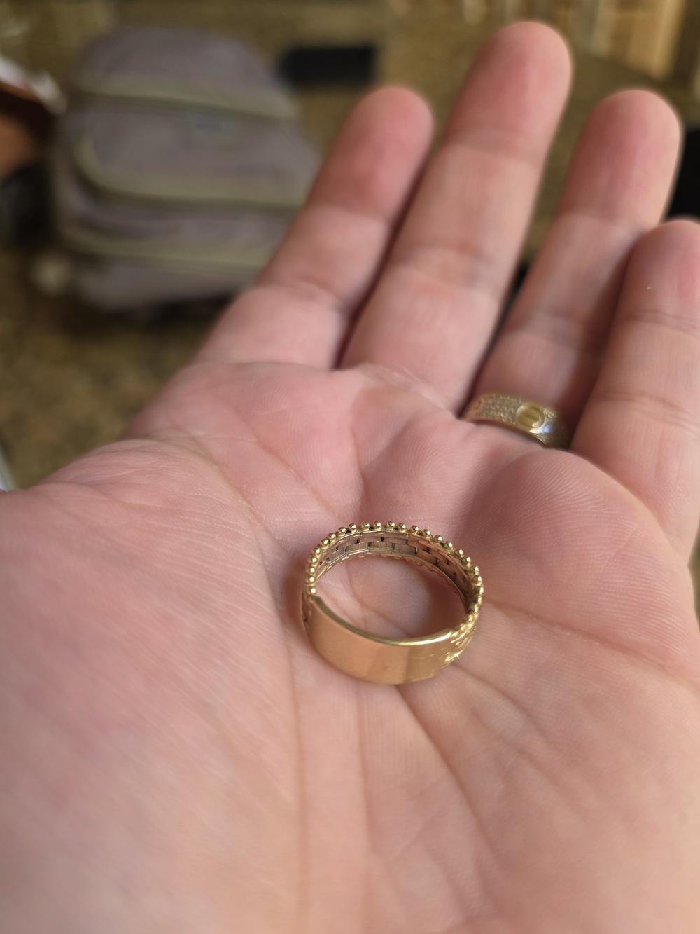 14k Solid Gold Beaded Edge Band Ring